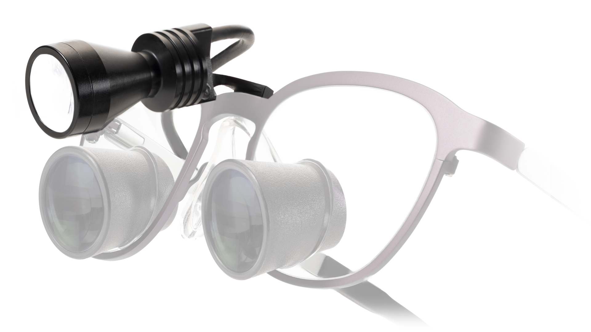 loupe light Essential Alpha mounted on dental loupes